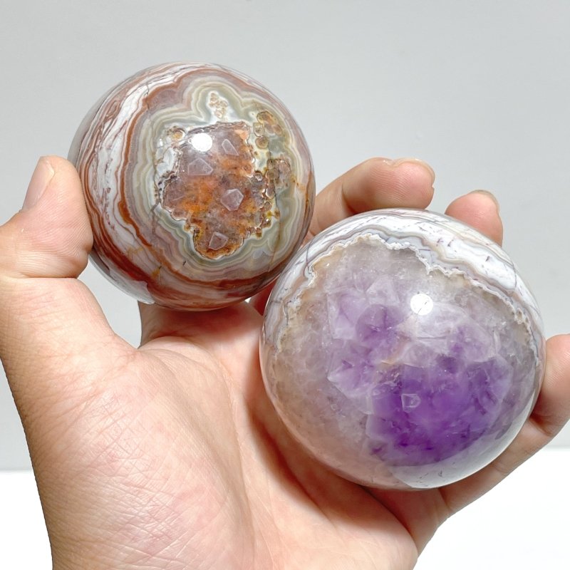 20 Pieces Amethyst Mixed Striped Agate Crystal Spheres - Wholesale Crystals