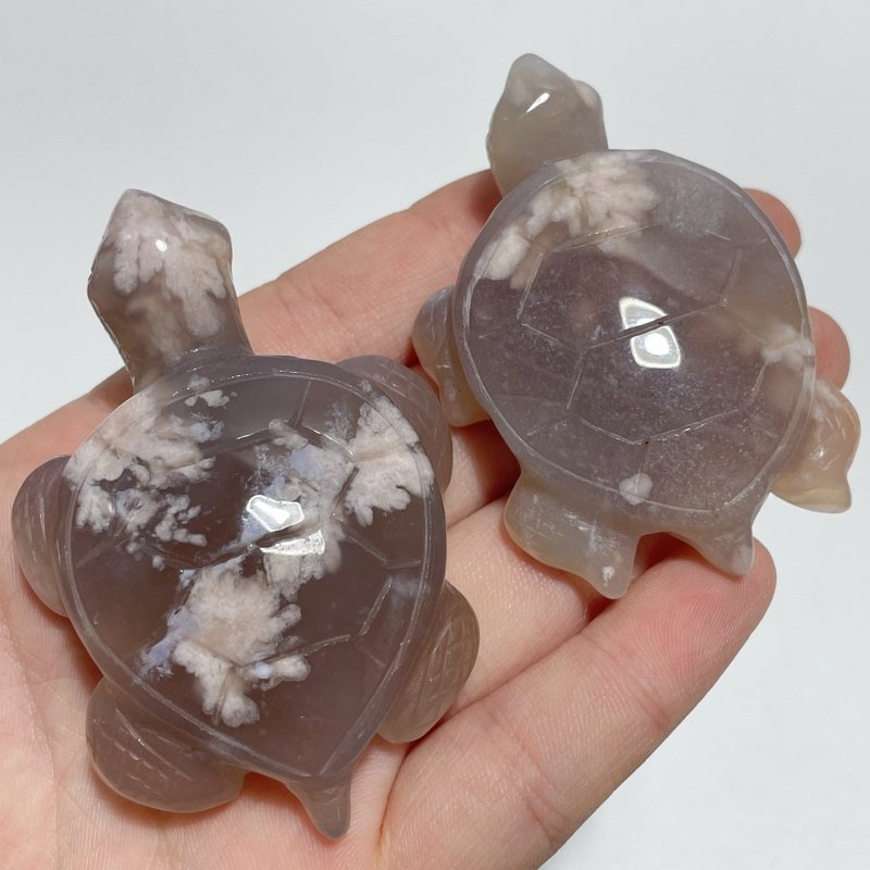 20 Pieces Beautiful Sakura Flower Agate Sea Turtle Carving - Wholesale Crystals