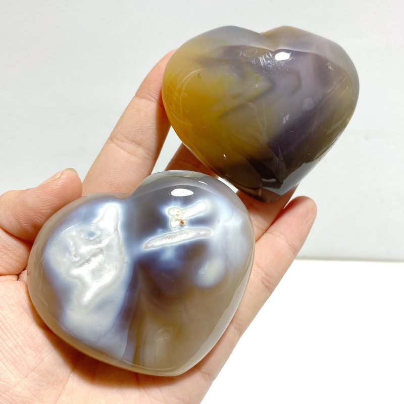 20 Pieces Black Orca Agate Heart 2 - Wholesale Crystals
