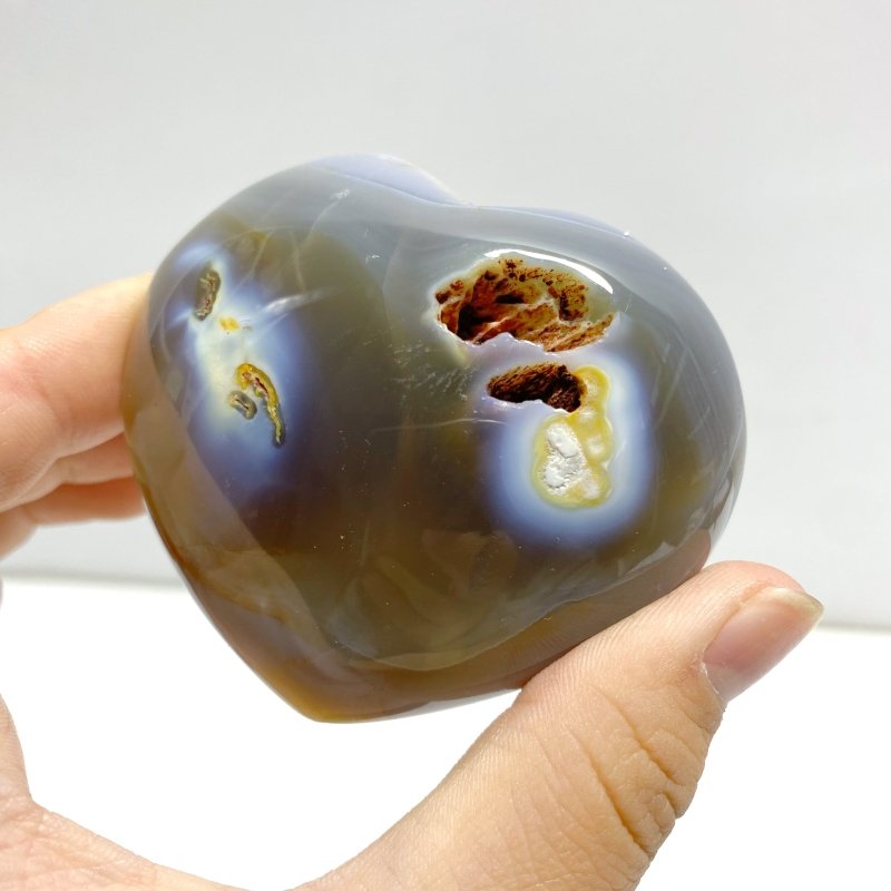 20 Pieces Black Orca Agate Heart 5 - Wholesale Crystals