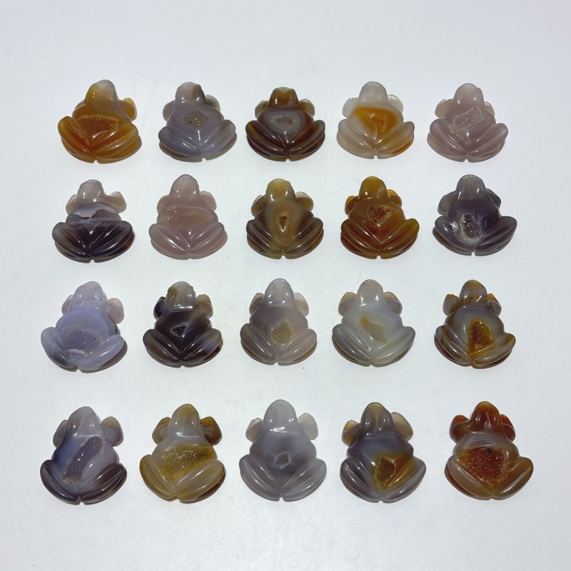 20 Pieces Geode Druzy Agate Frog Carving - Wholesale Crystals