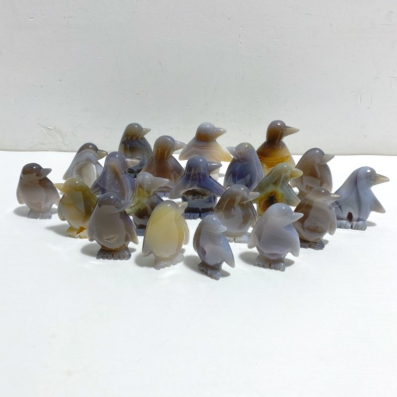 20 Pieces Geode Druzy Agate Penguin Carving -Wholesale Crystals