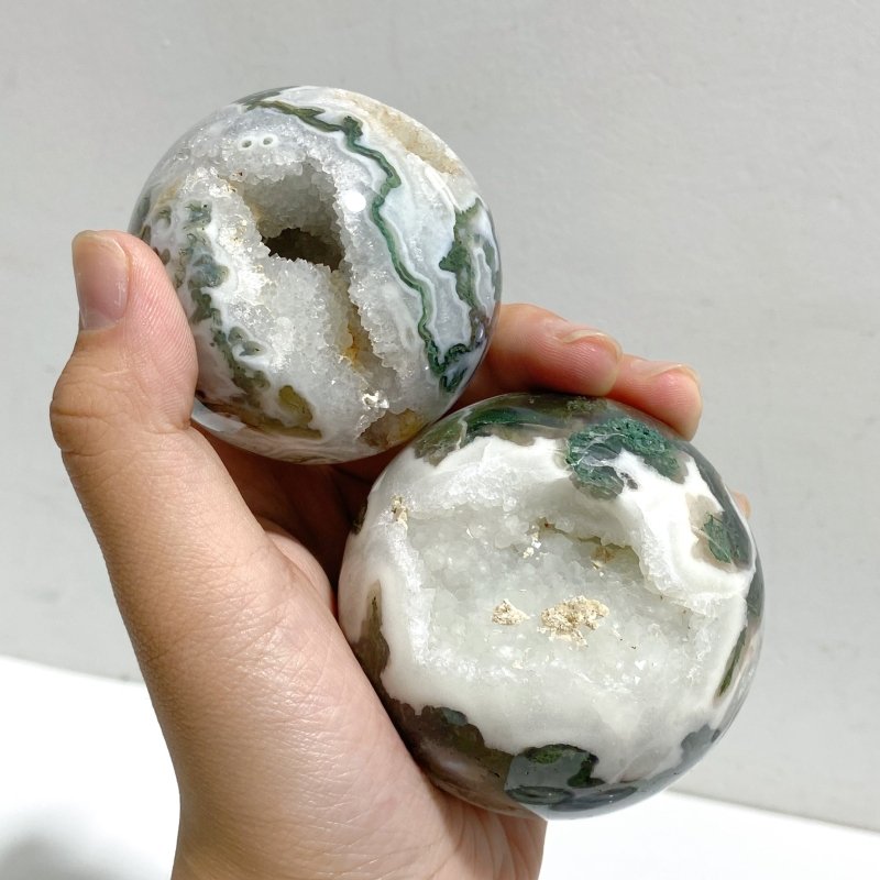 20 Pieces Geode Druzy Moss Agate Spheres -Wholesale Crystals
