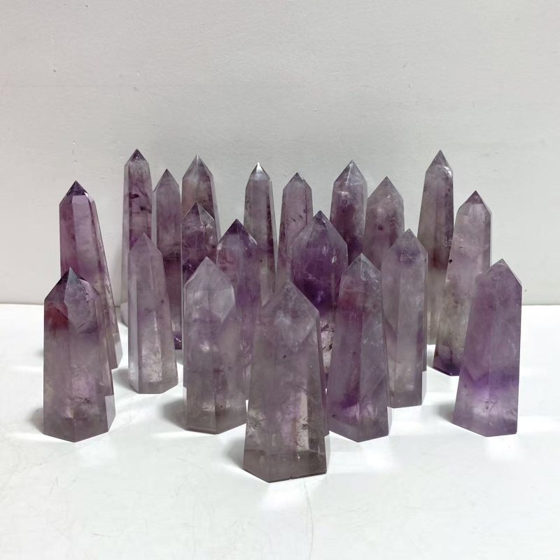 20 Pieces God's Fingerprint Amethyst Light Purple Tower Point - Wholesale Crystals