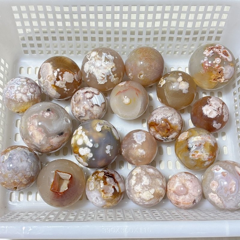 20 Pieces High Quality Sakura Agate Spheres - Wholesale Crystals