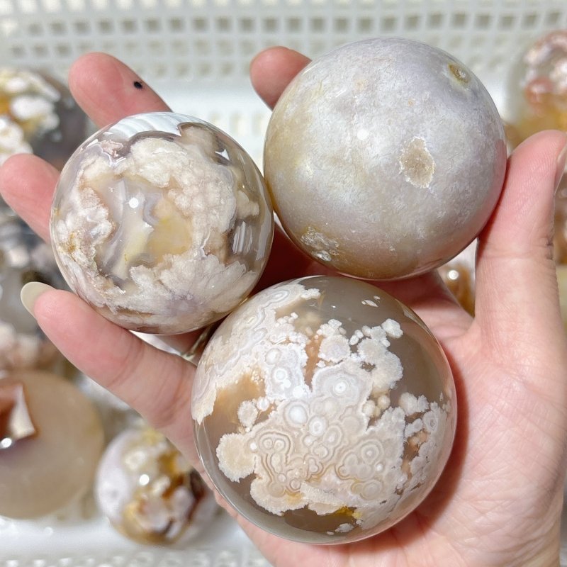 20 Pieces High Quality Sakura Agate Spheres - Wholesale Crystals