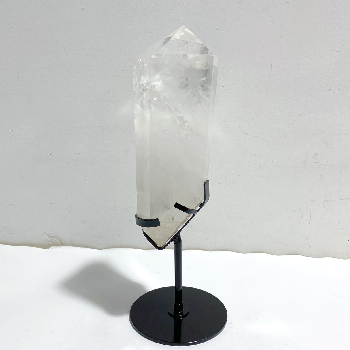Large Clear Quartz Raw Bottom Point With Stand