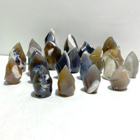 21 Pieces Black Orca Agate Flame Carving 1 - Wholesale Crystals