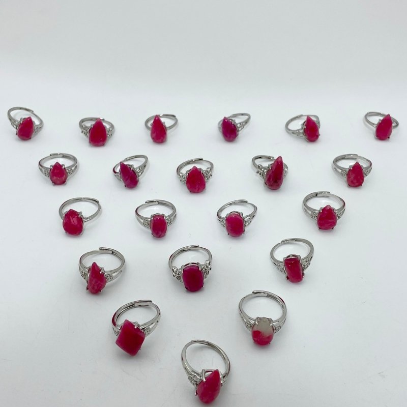 21 Pieces Pink Rhodonite Stone Different Styles Shape Ring - Wholesale Crystals