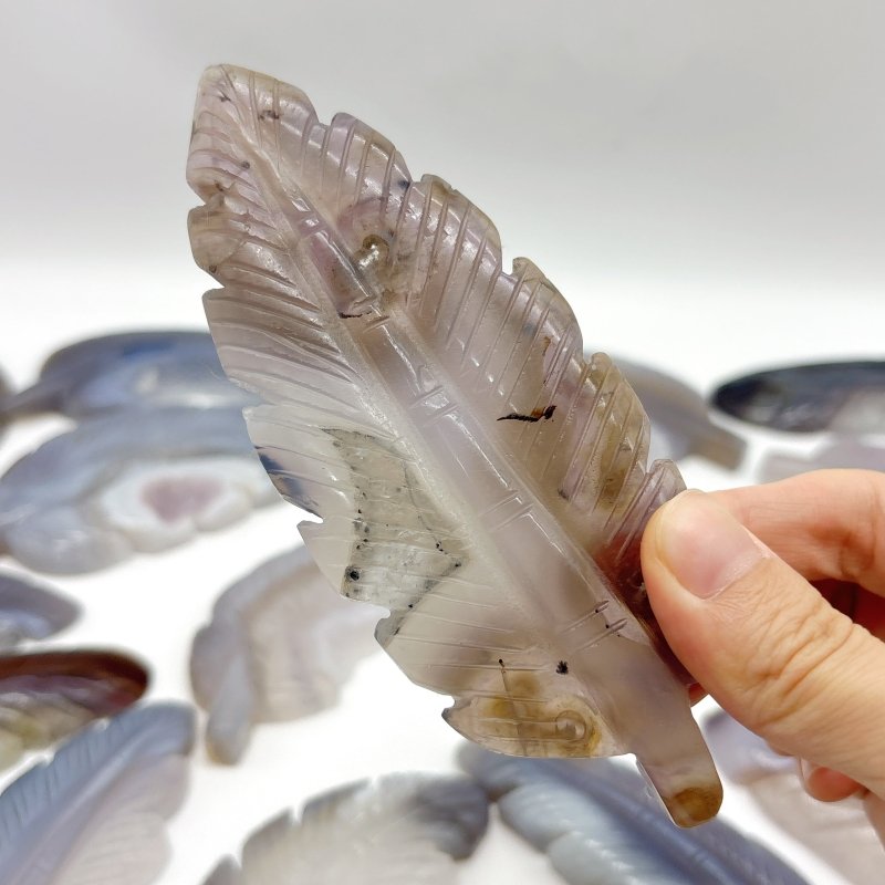 22 Pieces Beautiful Agate Feather Carving - Wholesale Crystals