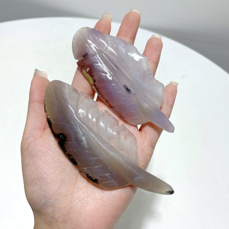 22 Pieces Beautiful Agate Feather Carving Closeout - Wholesale Crystals