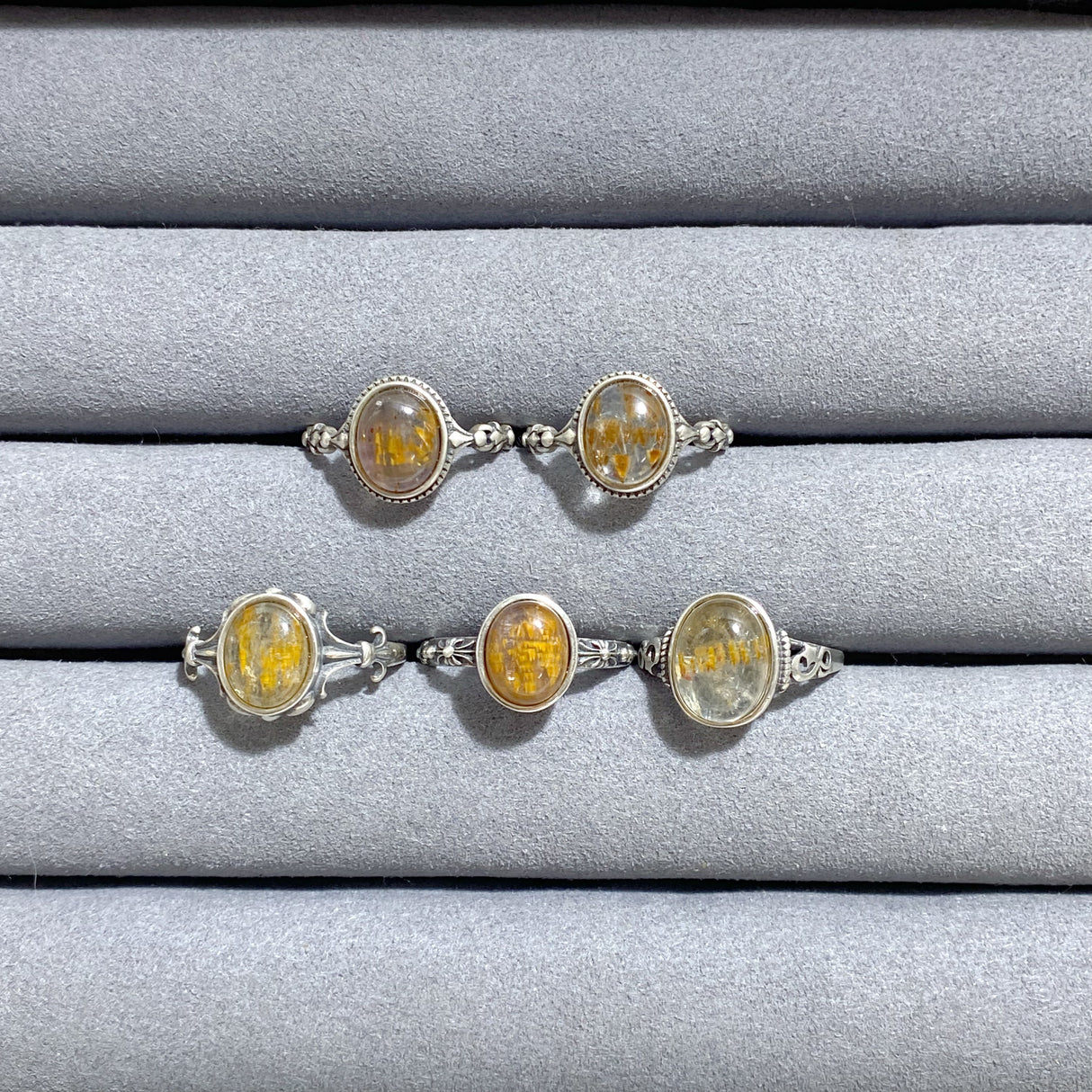 5 Pieces S925 Auralite 23 Crystal Different Styles Beautiful Rings