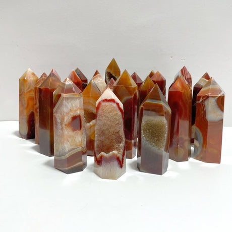 23 Pieces Carnelian Mixed Quartz Tower Point - Wholesale Crystals