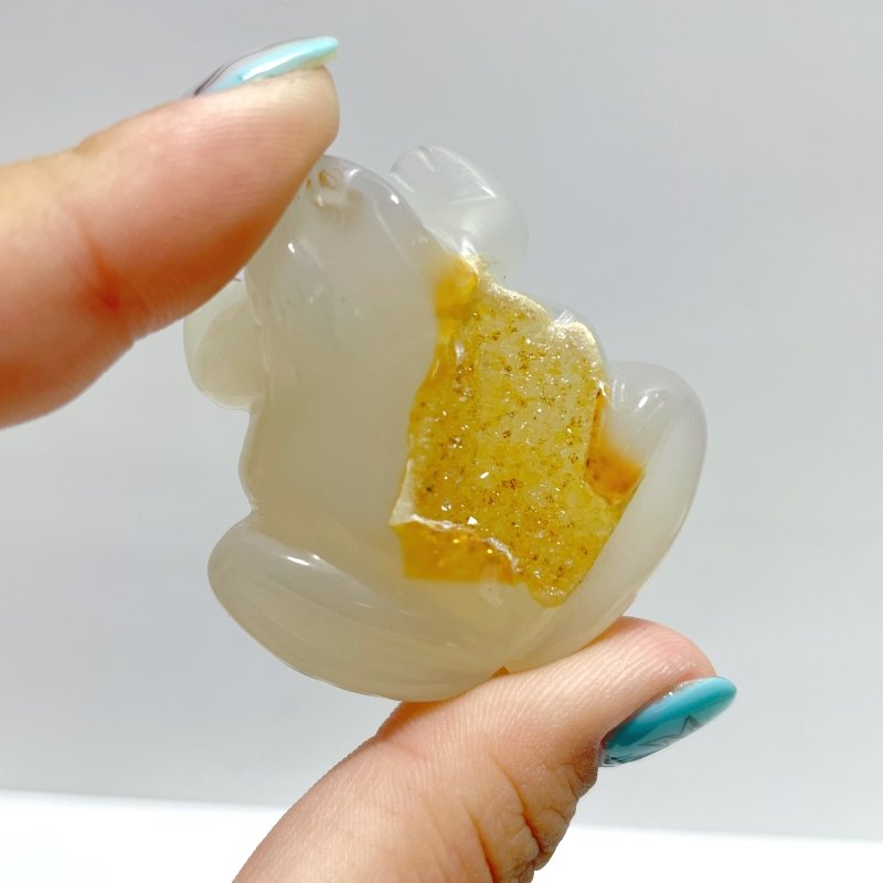 23 Pieces Geode Druzy Agate Frog Carving - Wholesale Crystals