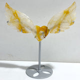 Golden Hematoid Quartz Heart Wing Carving With Stand Fire Quartz