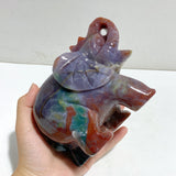 2 Pieces Large Ocean Jasper Elephant Crystal Carving