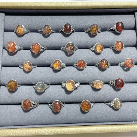 24 Pieces Beautiful S925 Sterling Silver Garden Quartz Different Styles Ring - Wholesale Crystals