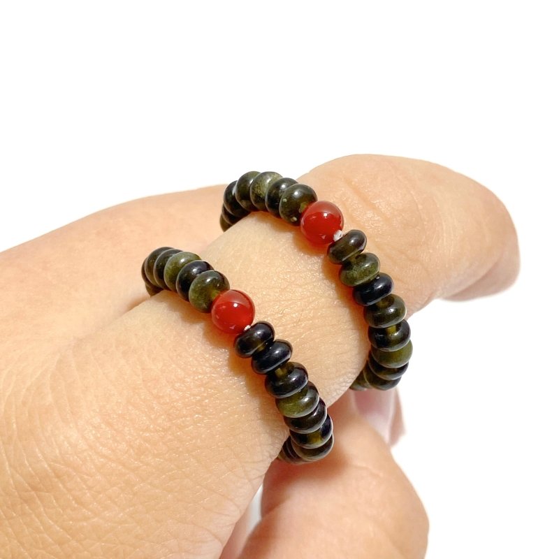 24 Types Crystal Beaded Rings Wholesale Moss Agate Chevron Amethyst Red Jasper -Wholesale Crystals