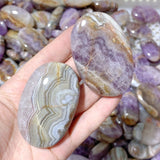 240 Pieces Amethyst Mixed Stripe Agate Palm Stone (Sea Freight Only) -Wholesale Crystals