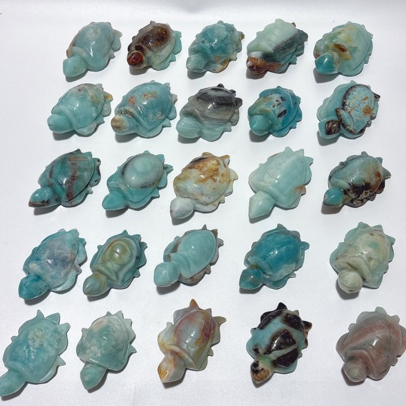 25 Pieces Caribbean Calcite Sea Turtle Carving - Wholesale Crystals