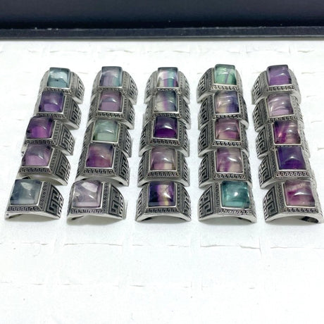 25 Pieces Colorful Fluorite Sugar Cube Ring - Wholesale Crystals