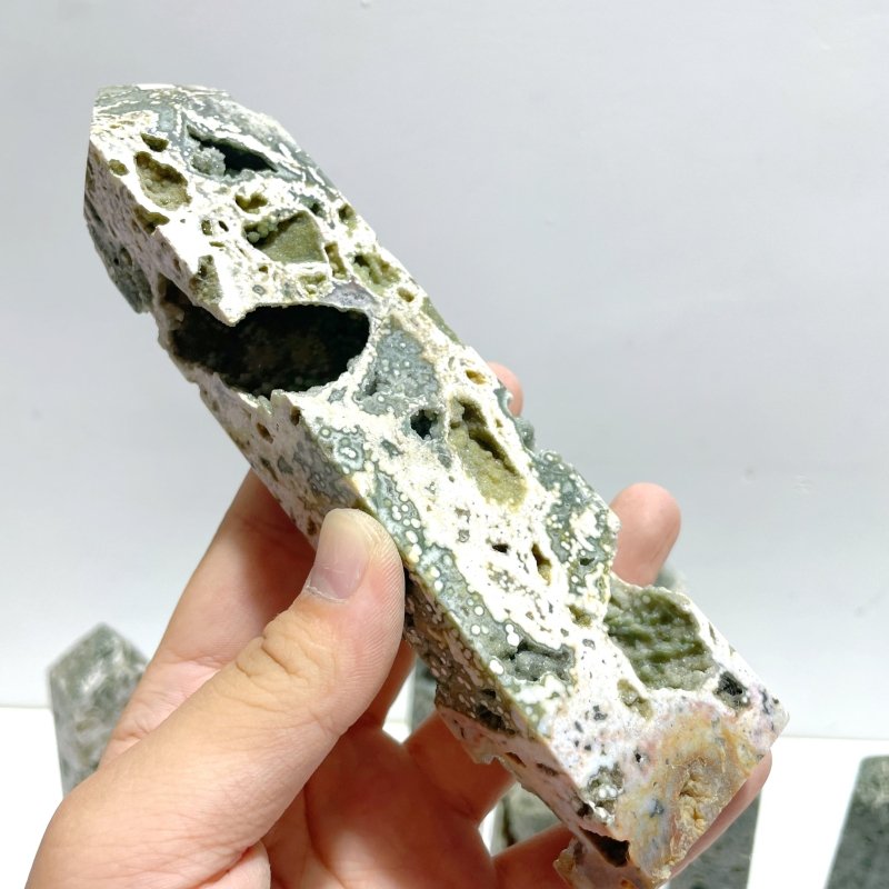 26 Pieces 7th Vein Ocean Jasper Four - Sided Points - Wholesale Crystals