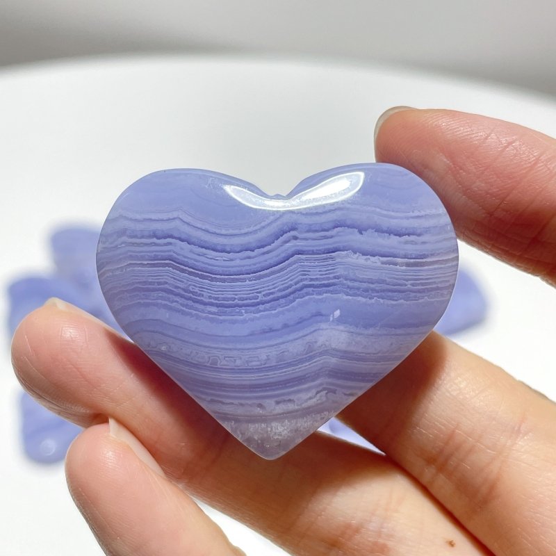 28 Pieces High Quality Blue Lace Agate Heart - Wholesale Crystals