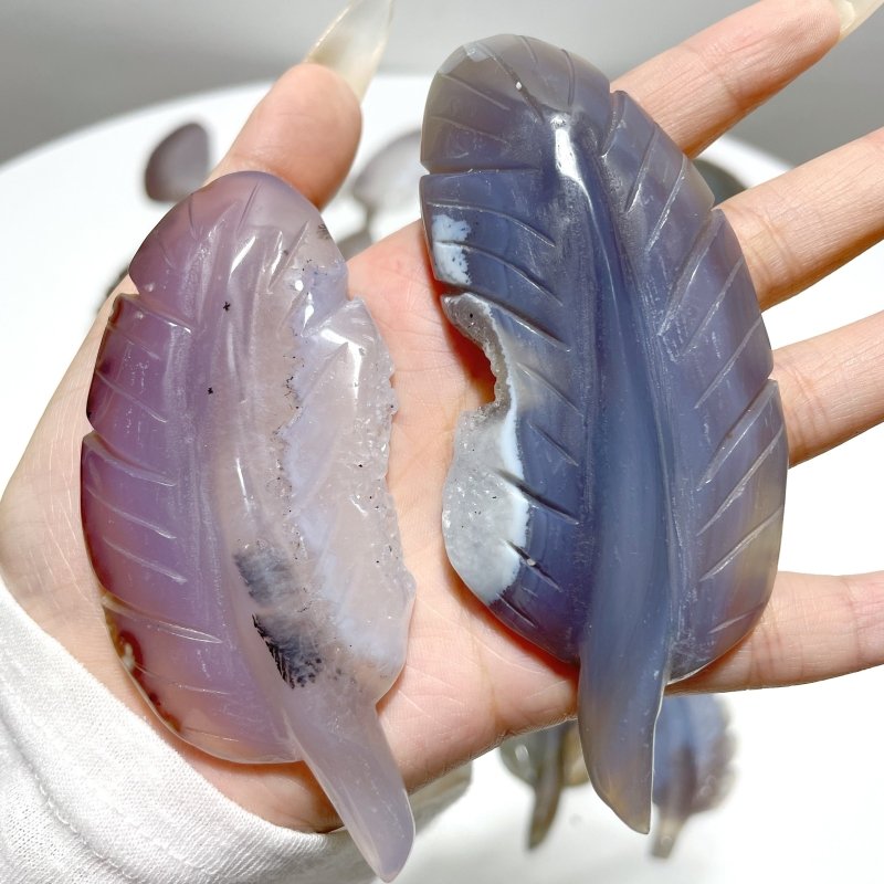 29 Pieces Beautiful Agate Feather Carving - Wholesale Crystals