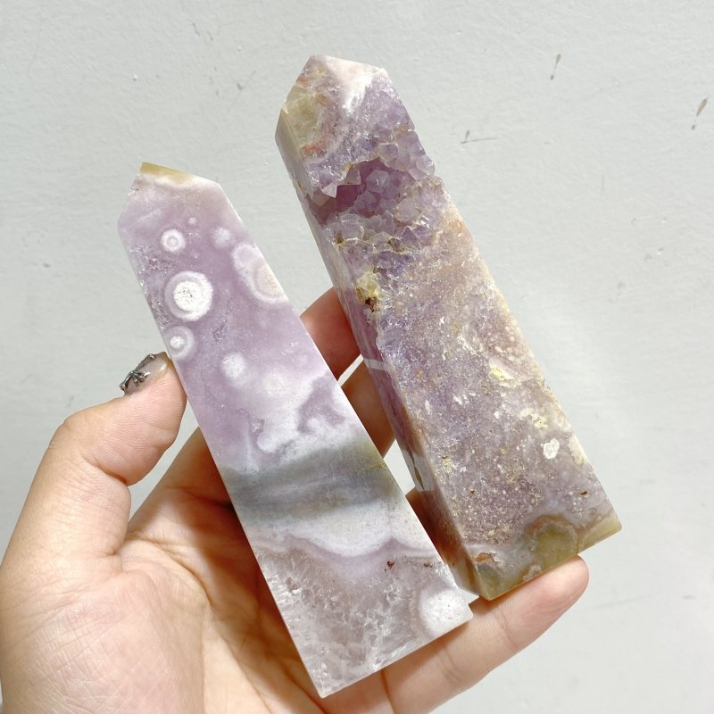 29 Pieces Geode Pink Amethyst Four-Sided Points -Wholesale Crystals