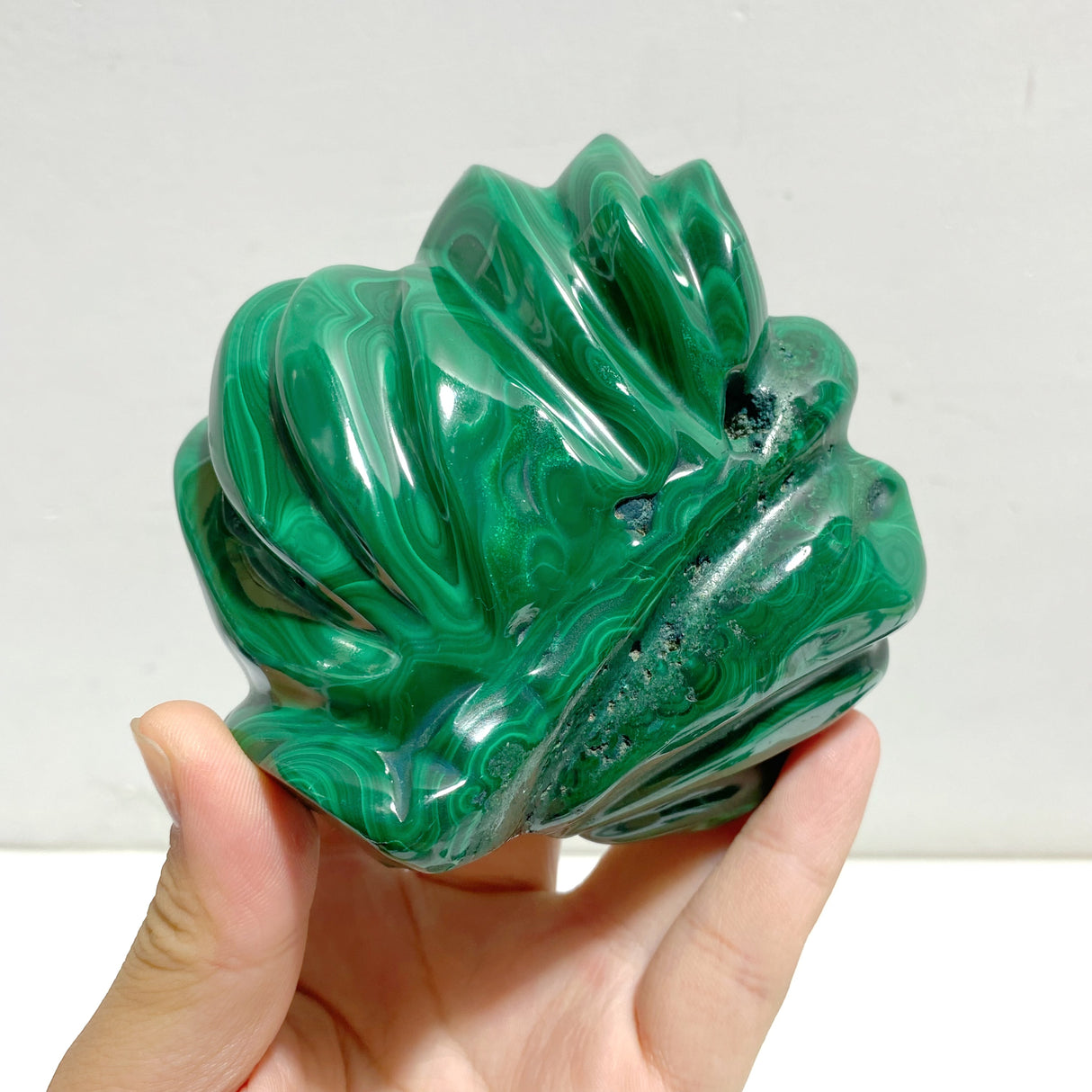 12 Pieces Malachite Flame Carving