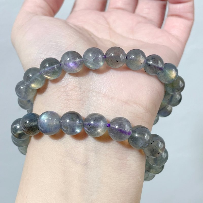 2pcs High Grade Clear Rainbow Labradorite Bracelet (HGUB29) - Wholesale Crystals