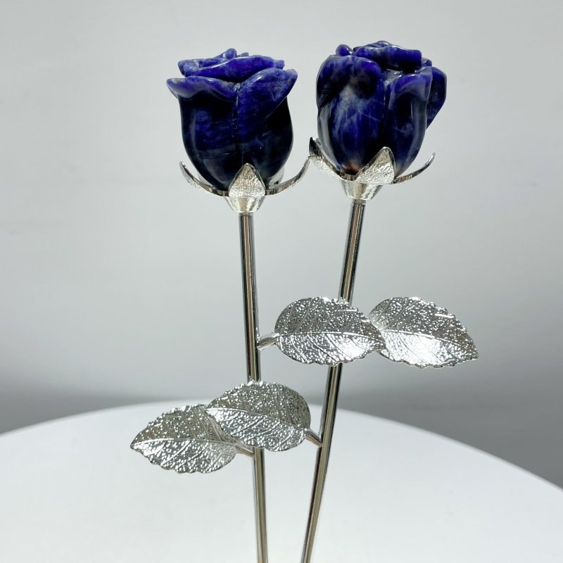 3 Color Beautiful Sodalite Rose Flower Carving Wholesale #1 Shape - Wholesale Crystals