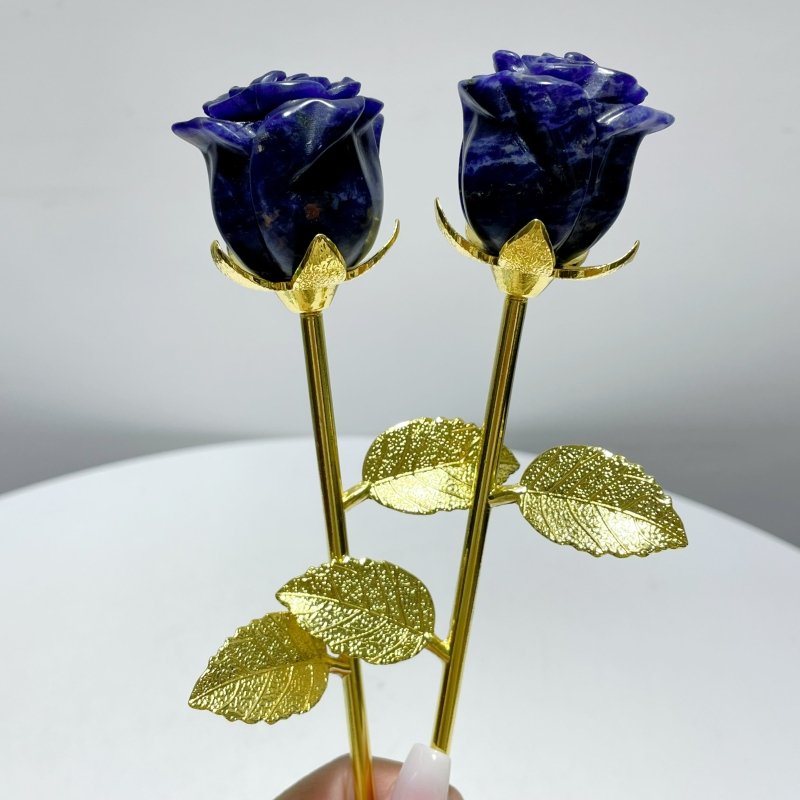 3 Color Beautiful Sodalite Rose Flower Carving Wholesale #1 Shape - Wholesale Crystals