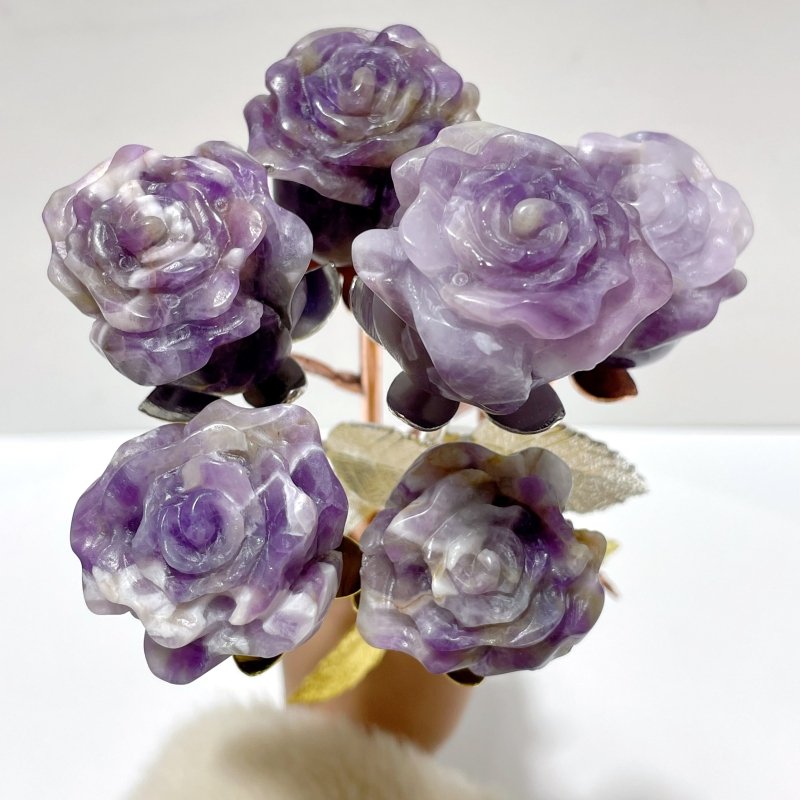 3 Color Chevron Amethyst Rose Flower Carving Wholesale #1 Shape - Wholesale Crystals