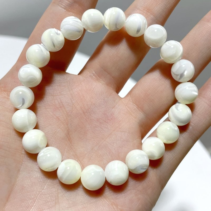 3 Colors Mother of Pearl Mop Shell Round Shells Bracelet Wholesale - Wholesale Crystals