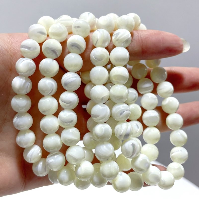 3 Colors Mother of Pearl Mop Shell Round Shells Bracelet Wholesale - Wholesale Crystals