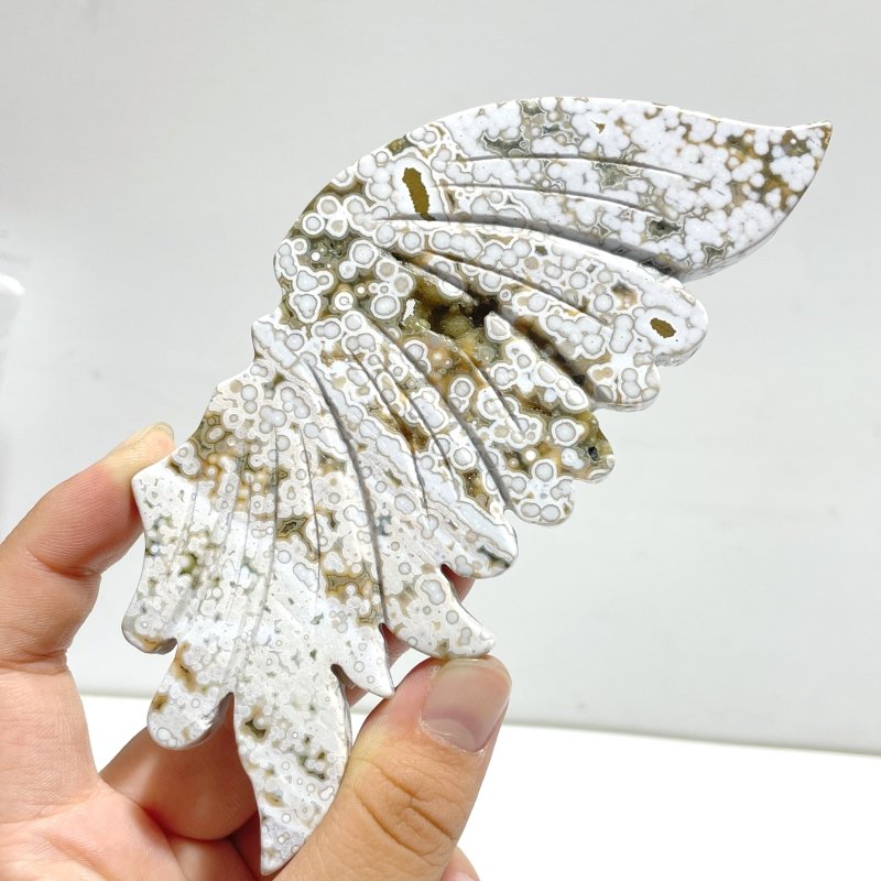 3 Pairs 8th Vein Ocean Jasper Butterfly Wing Carving With Stand 1 - Wholesale Crystals