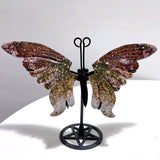 3 Pairs 8th Vein Ocean Jasper Butterfly Wing Carving With Stand 2 - Wholesale Crystals