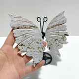 3 Pairs 8th Vein Ocean Jasper Butterfly Wing Carving With Stand #3 - Wholesale Crystals