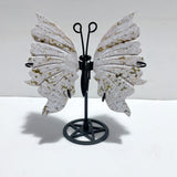 3 Pairs 8th Vein Ocean Jasper Butterfly Wing Carving With Stand #3 - Wholesale Crystals