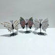 3 Pairs 8th Vein Ocean Jasper Butterfly Wing Carving With Stand #3 - Wholesale Crystals