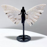 3 Pairs Agate Angel Wing Carving With Stand - Wholesale Crystals
