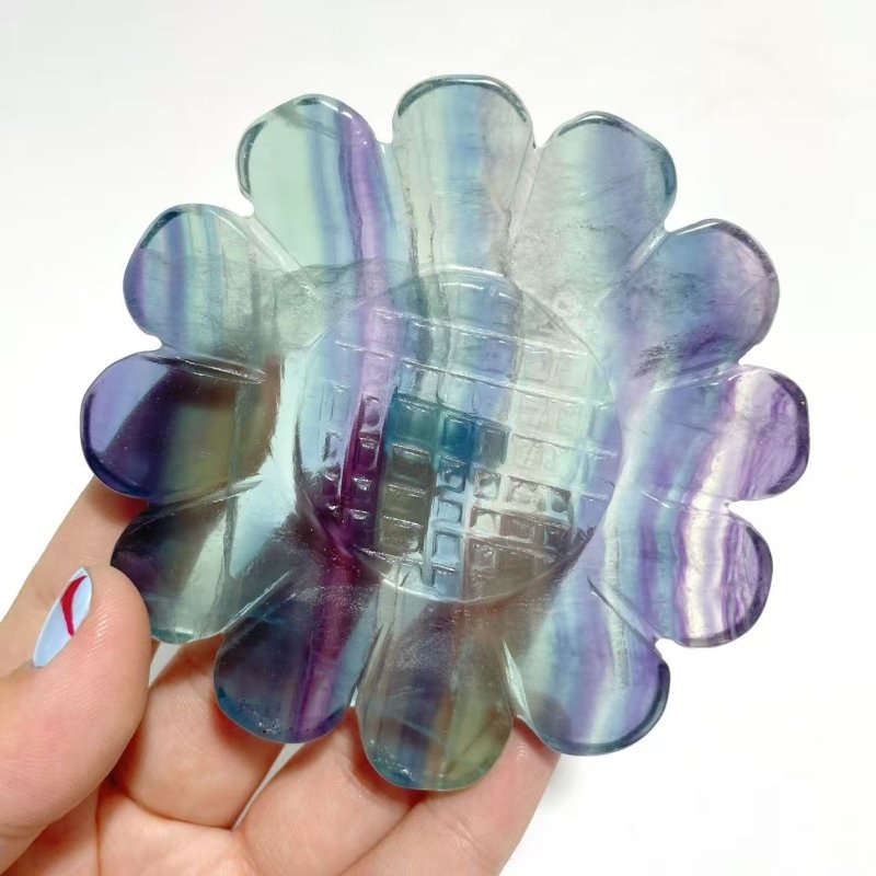 3 Pairs Beautiful Flower Carving With Stand Moss Agate Pink Opal Fluorite - Wholesale Crystals