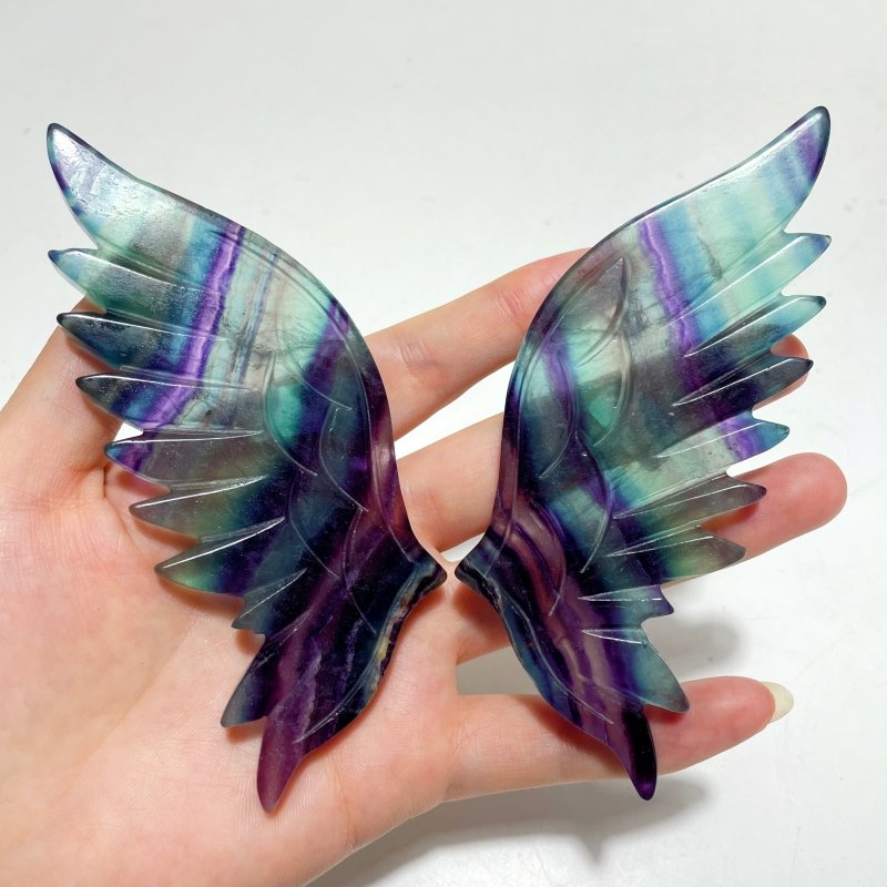 3 Pairs Beautiful Fluorite Angel Wing With Stand - Wholesale Crystals