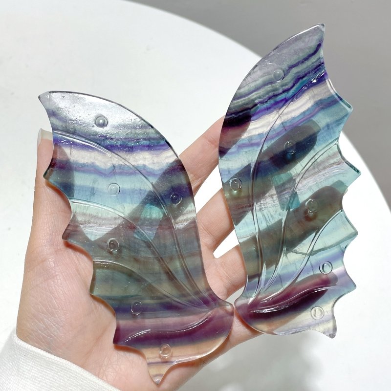 3 Pairs Beautiful Flying Dragon Wing With Stand Rainbow Fluorite - Wholesale Crystals