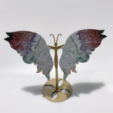 3 Pairs Butterfly Wing Carving With Stand Amethyst Mixed Agate Ocean Jasper -Wholesale Crystals