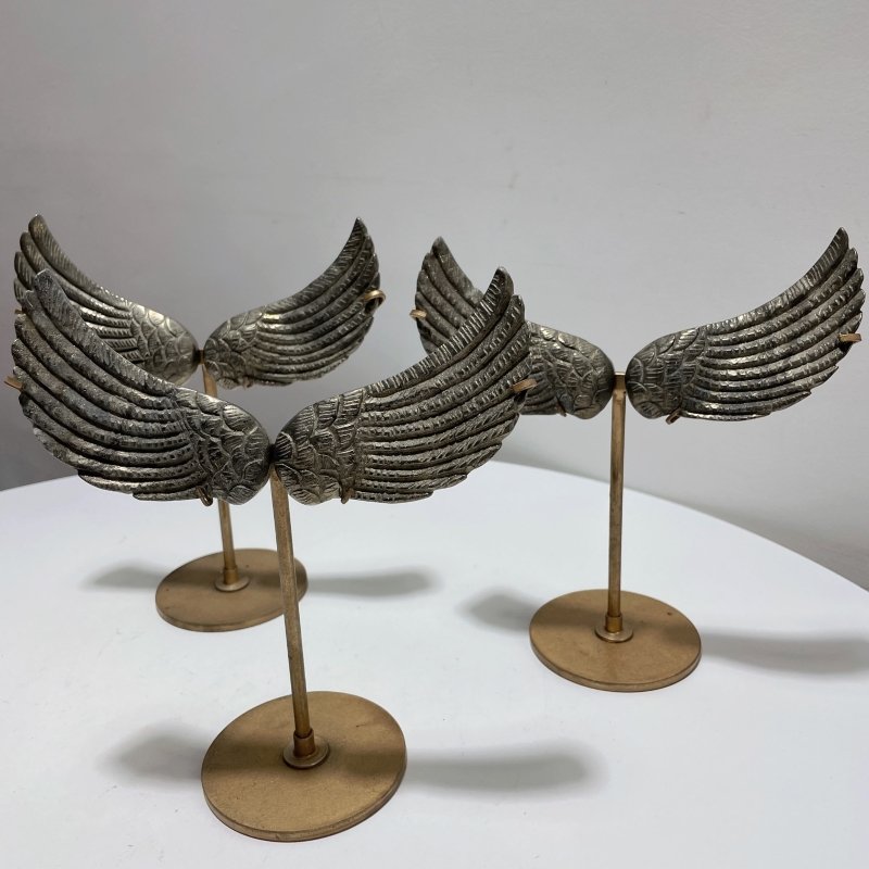 3 Pairs High Quality Pyrite Angel Wing With Stand - Wholesale Crystals