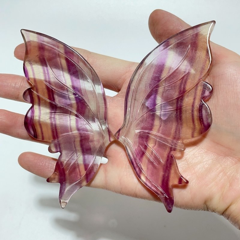 3 Pairs Rainbow Fluorite Symmetry Small Butterfly Wing With Stand - Wholesale Crystals