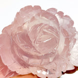 3 Pairs Rose Quartz Flower Carving With Stand - Wholesale Crystals