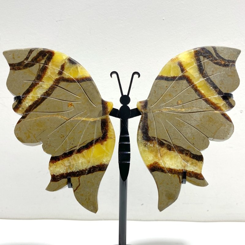 3 Pairs Septarian Butterfly Wing Carving With Stand 6 - Wholesale Crystals